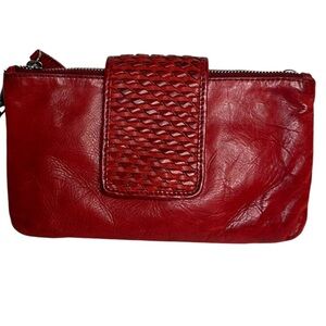 Anthropologie Vilenca Holland Rustic Red Woven Leather Convertible Crossbody